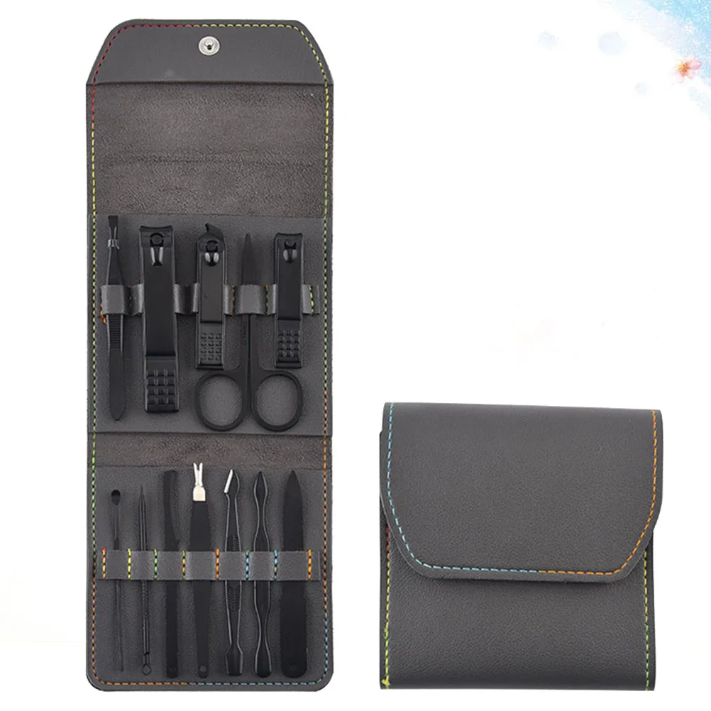 

12pcs Stainless Steel Nail Clippers Set Fingernail Toenail Trimmers Storage Case Grey Manicure Kit Multifunctional Beauty Nail