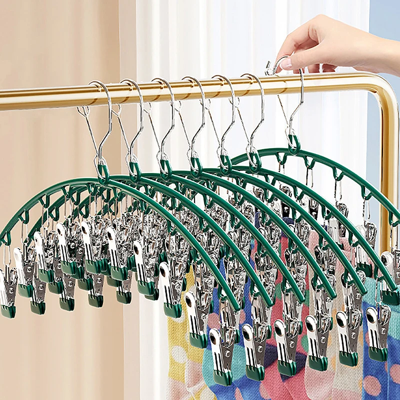 1PC Hanger Space Saving Curved Hanger For Yoga Pants And Leggings Closet Organizer With 10 Clips For Clothing Store Pants Hanger