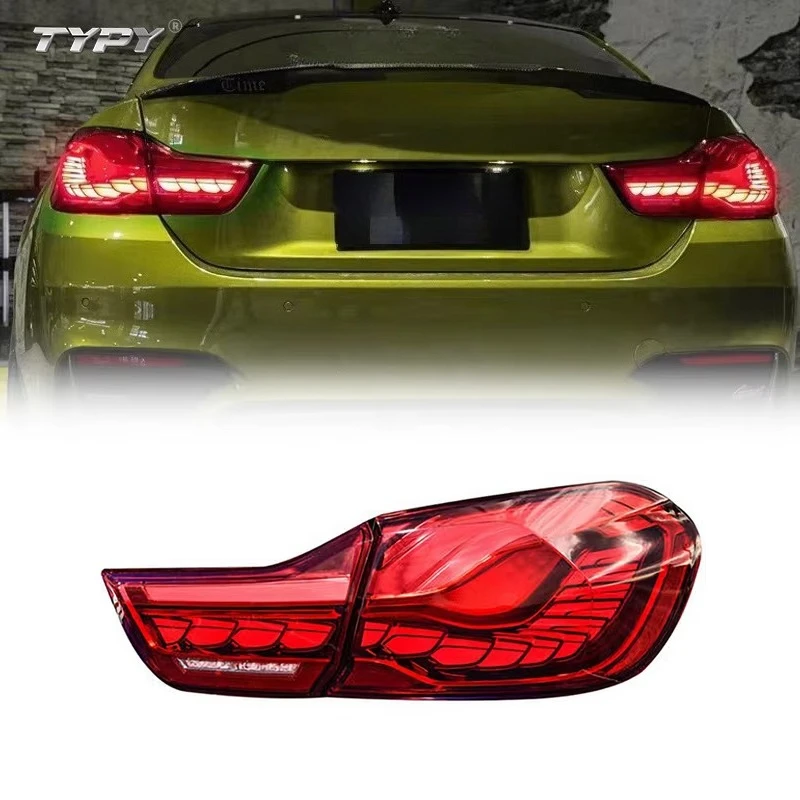 1 Pcs GTS Style Dragon Scale LED Rear Lamp, Red Lens Sequential Turn Signal, for BMW F32 F33 F36 F83 M4 14-20