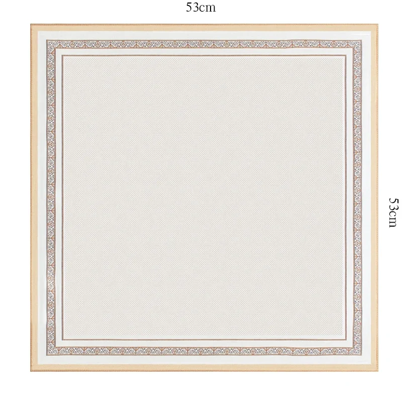 

100% Mulberry Silk Scarf 53x53cm Beige Polka Dot Print Square Neck Scarf Bandana for Women Elegant Neckerchief Office Daily