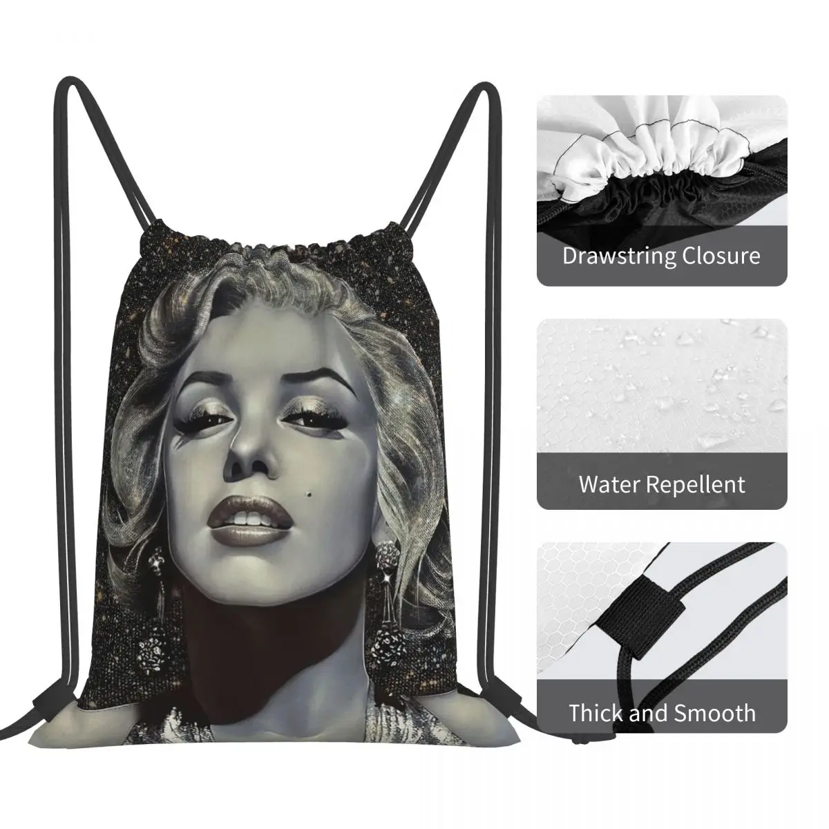 حقائب ظهر مارلين مونرو برباط أنيق وحقائب أحذية وحقائب كتب للمدرسة للرجال والنساء