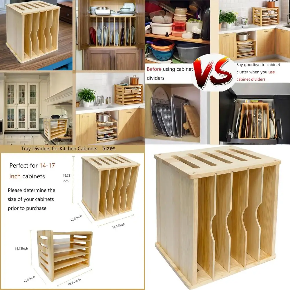 

6-уровневый органайзер для кухонного шкафа, 16,73x14,13x12,4, хранилище для листов и сковороды, гарантия 5 лет