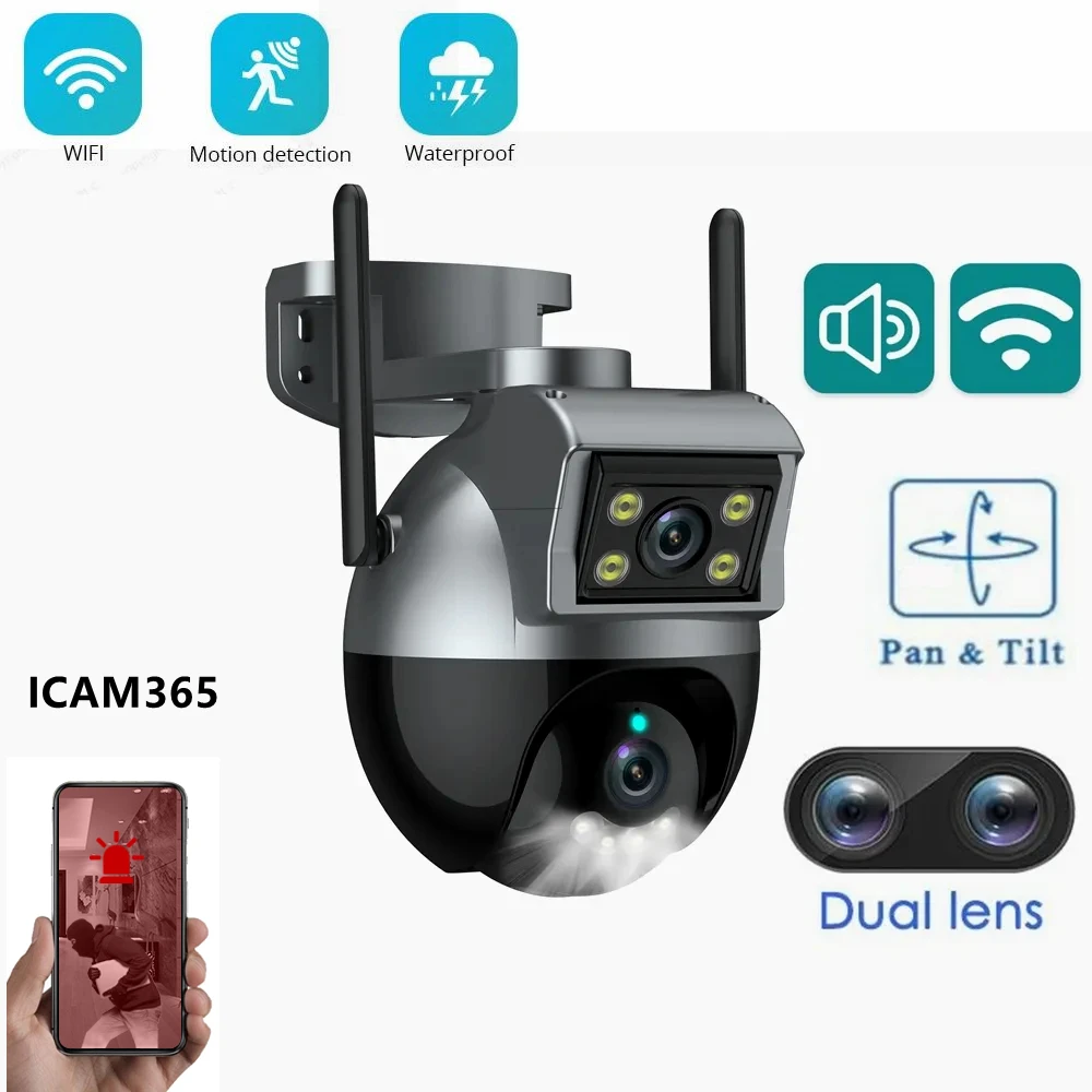 

ICAM365 4MP Wireless Outdoor Camera Dual Lens Two Way Talk Home Security Video Surveillance WIFI Camera