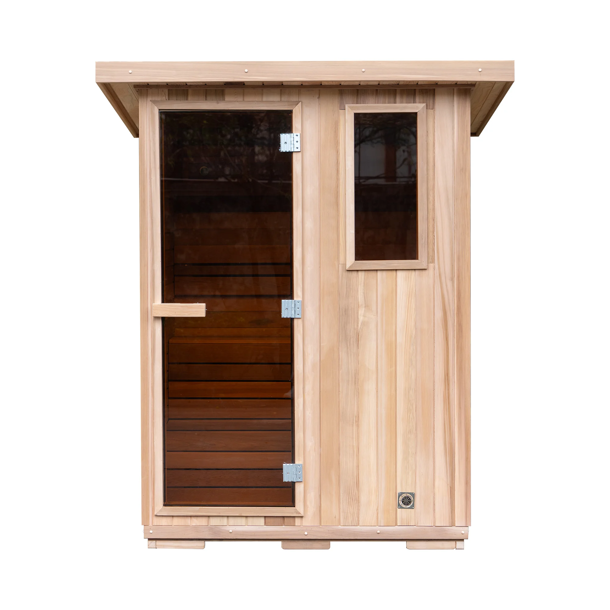 Factory wholesale electric heating redwood 2 people outdoor Finnish wet steam sauna square environmentally friendly sauna room