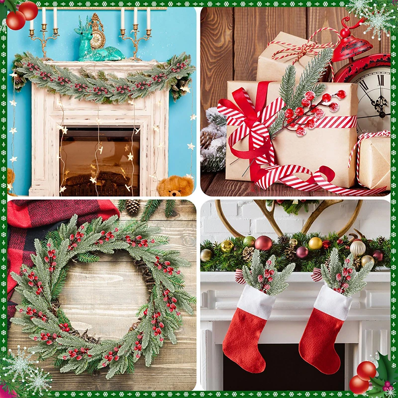 10/20 Stück Künstliche Schnee-Tannennadel-Beeren-Bouquets Weihnachtsdekoration für Christbaum Girlande Ornament Heimdekoration Neujahr DIY Geschenk – Detail 7