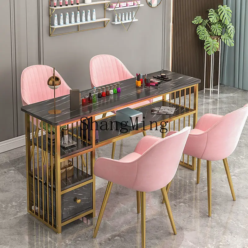 FG simple nail art table and chair set simple nail art shop table single and double table 3