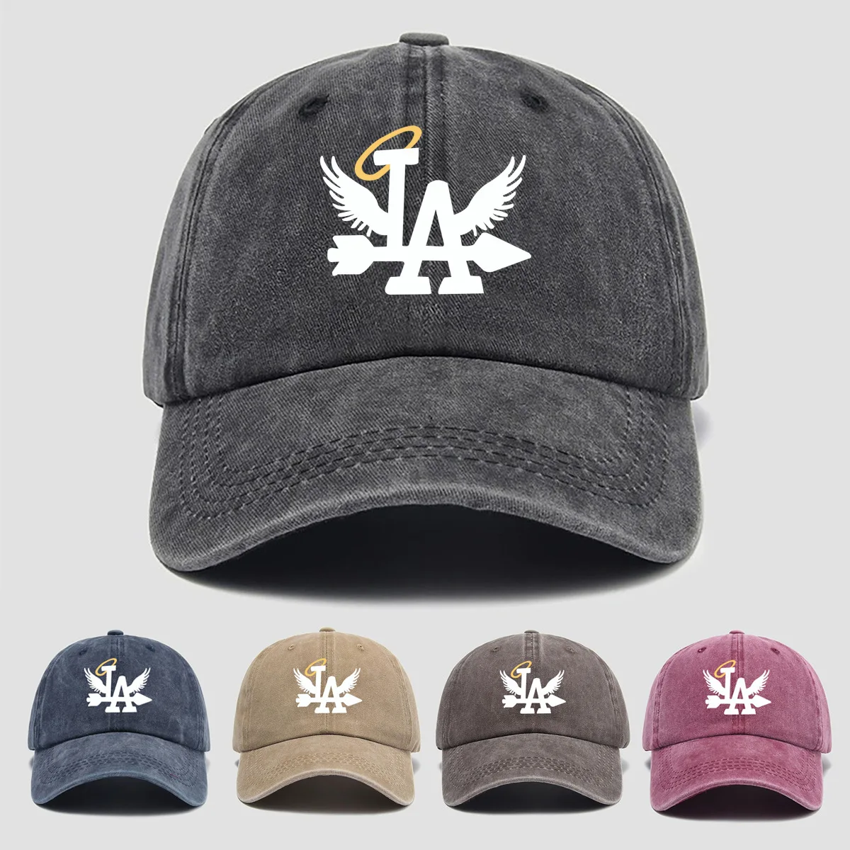 Gorra de Béisbol LA Angel, Estampada, de Algodón Lavado, Ajustable, Estilo Clásico, Transpirable, para Golf, Pesca y Actividades al Aire Libre