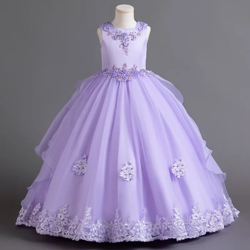 Robe de soirée sur sentier pour filles, robe élégante de spectacle d'halloween pour filles de 3 à 10 ans, modèle de robe de soirée de marche, nouvelle collection 2024