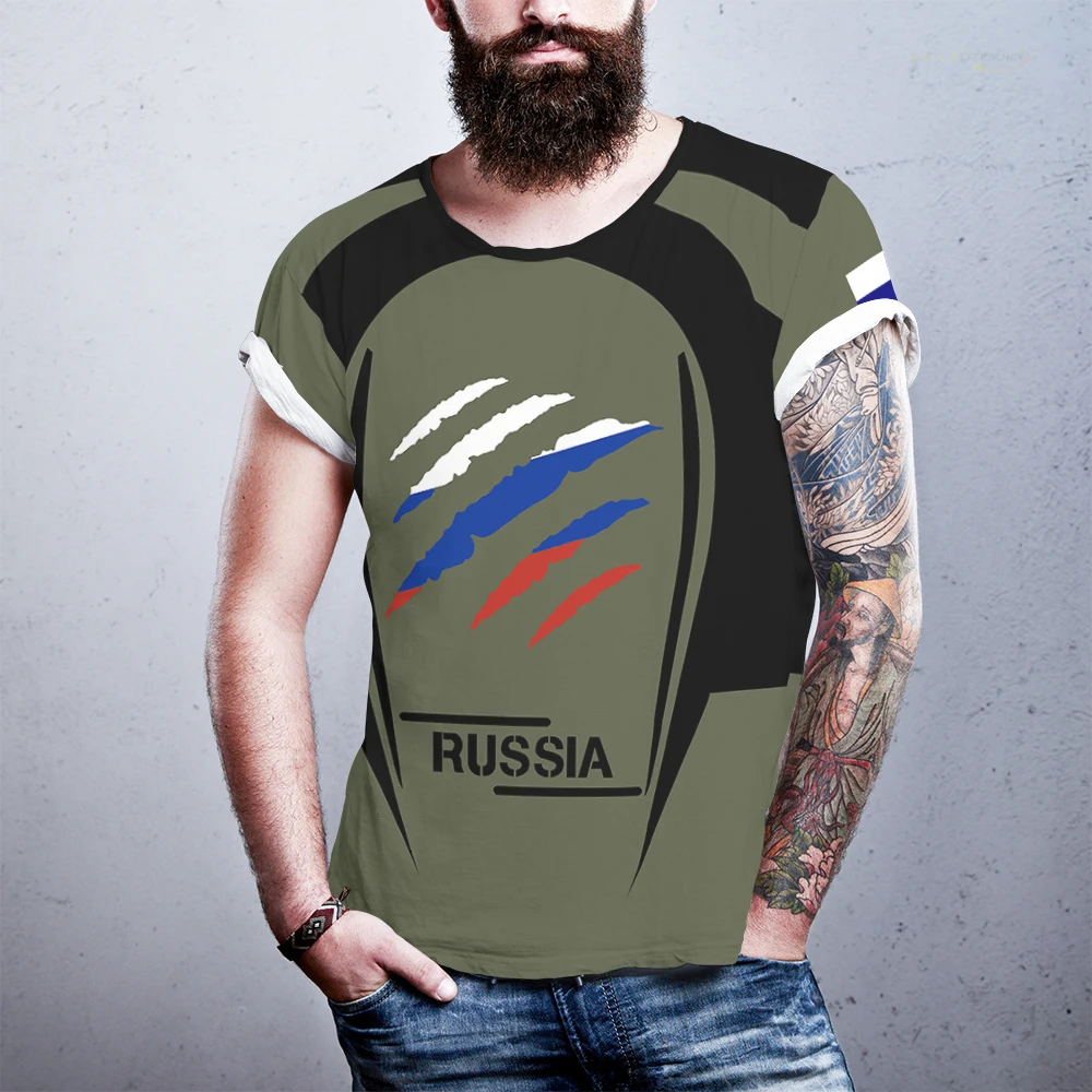 تي شيرتات علم روسي ، موضة صيفية غير رسمية ، تي شيرت مطبوع ثلاثي الأبعاد ، شعار وطني ، تيشيرتات بأكمام قصيرة ، أو