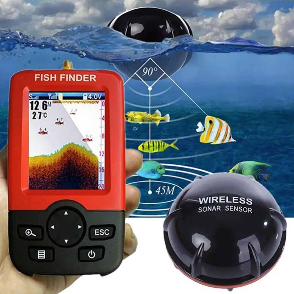 Portable Wireless Fish Finder Lake Sea Fishing Smart Depth Alarm Sonar Sensor