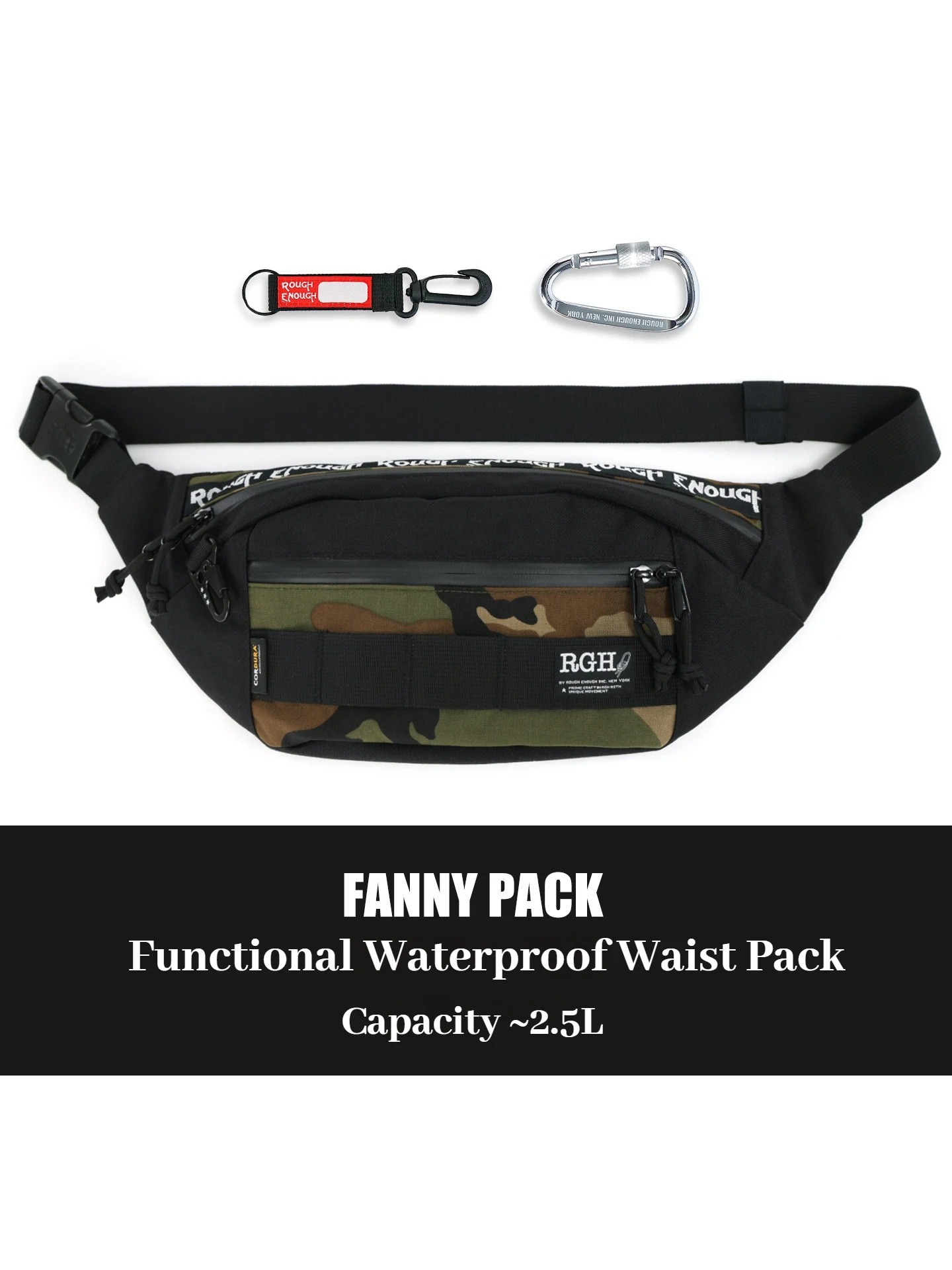 RGH Camo Tactical Functional Waist Bag Waterproof Multifunctional Crossbody Bag Men Motorcycle Chest Lure Fishing Bag