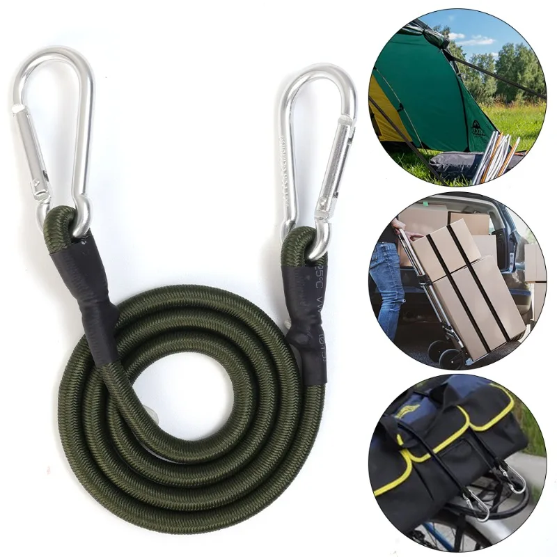 Outdoor Heavy Duty Bungee Cord Elastische Krawatte Strap String Karabiner Haken Kajak Radfahren Gepäck Verpackung Seile Camping Zubehör