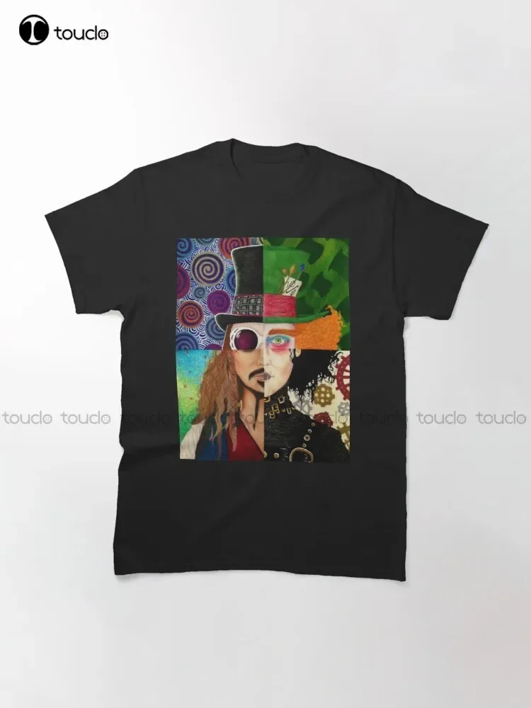 ジョニーデップキャラクターコラージュクラシック Tシャツジョニーデップ教師 Tシャツカスタム Aldult ティーンユニセックスデジタル印刷 Tシャツ