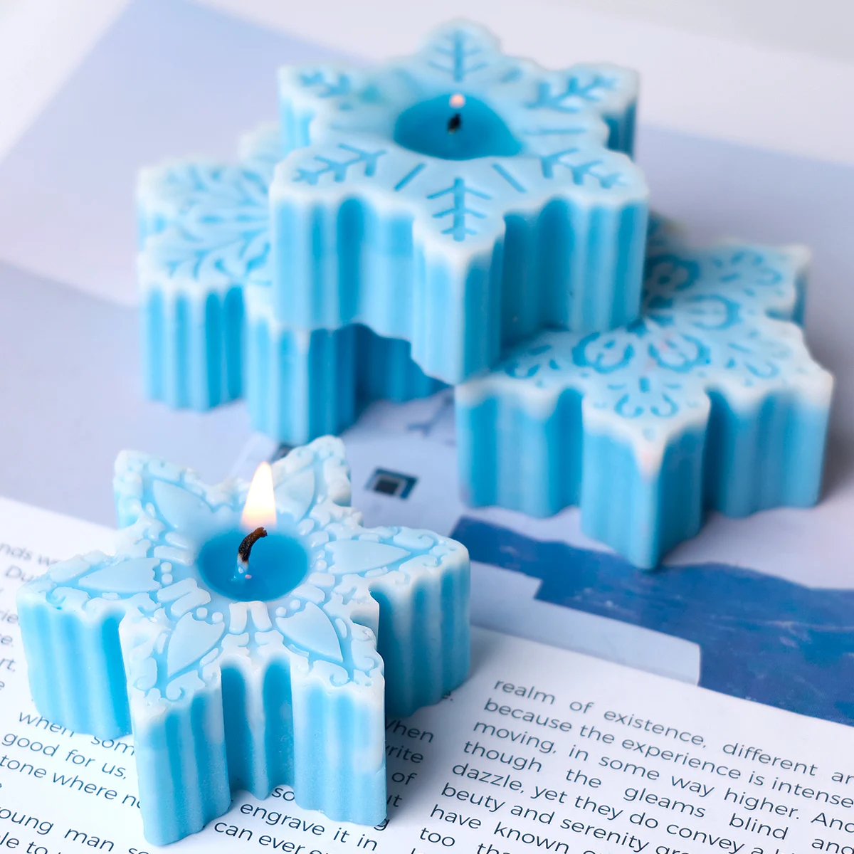 Natal Silicone Snowflake Scented Velas, Moldes De Sabão, DIY Ornamentos, Artesanato De Resina De Gesso, Molde De Fundição, Home Decor, Presente De Arte
