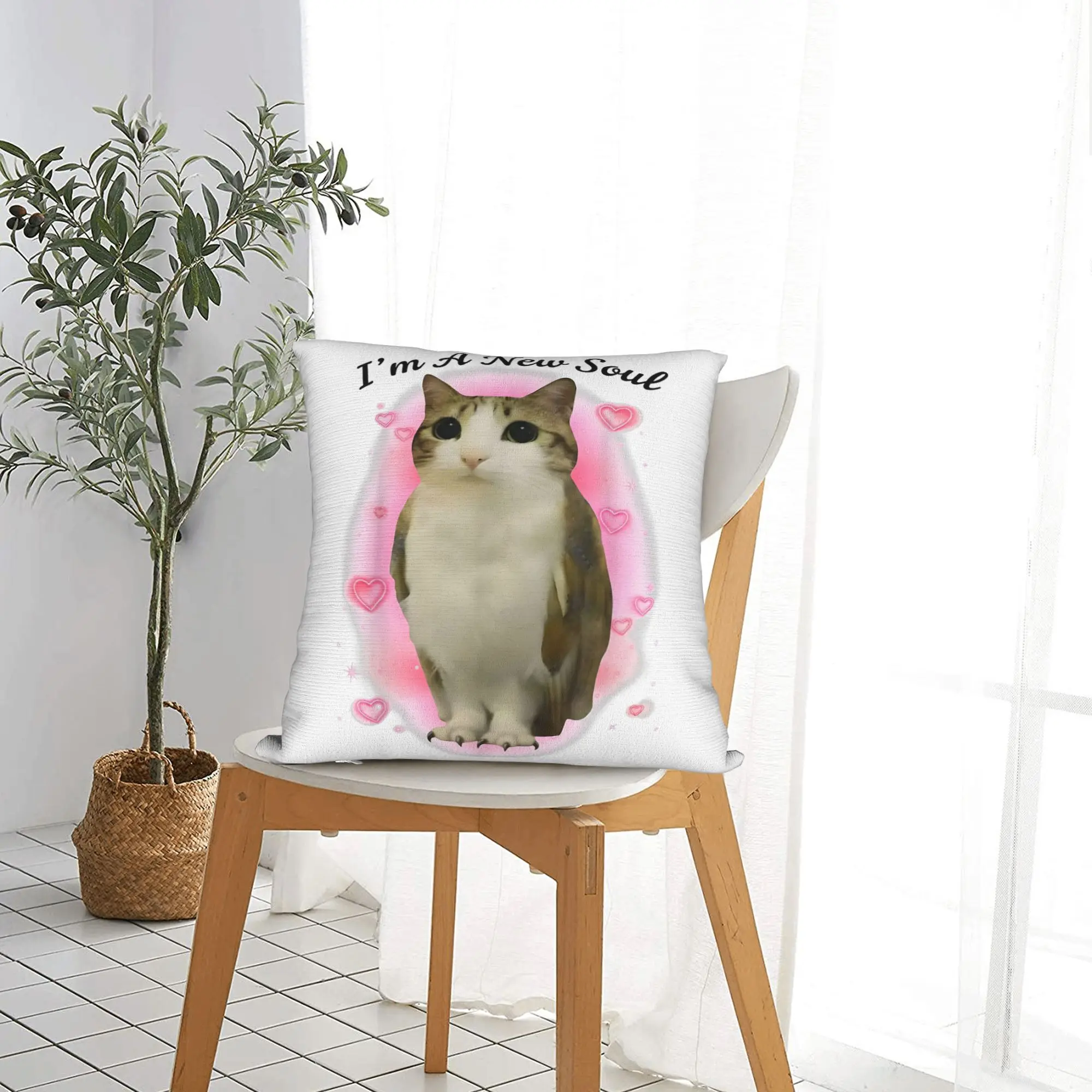 I'm A New Soul Meowl Cat Owl Meme Pillowcase Soft Cushion Cover Decorative  Pillow Case Cover Bedroom Wholesale