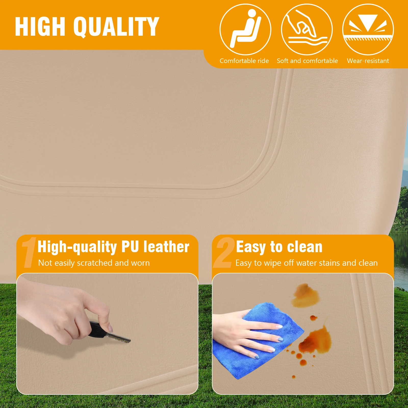 

Front Seat Back and Bottom Cushion Assembly 102076601 102076602 Golf Cart Front Cushion Set for Club Car DS 2000.5 and Up Models