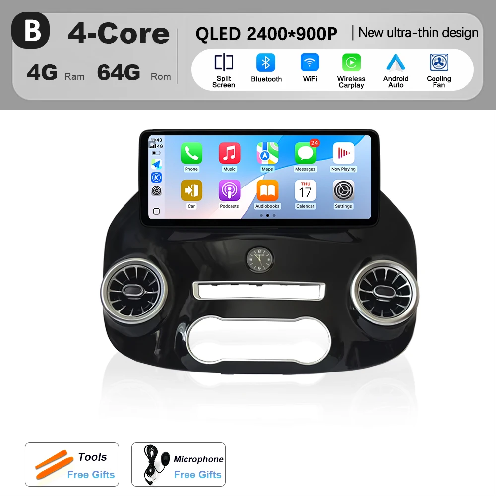 Draadloze CarPlay Voor Mercedes Benz Vito W447 2016 - 2021 Android Auto Navigatie Gps Auto Multimedia Speler Dsp Stereo 4G wifi Bt