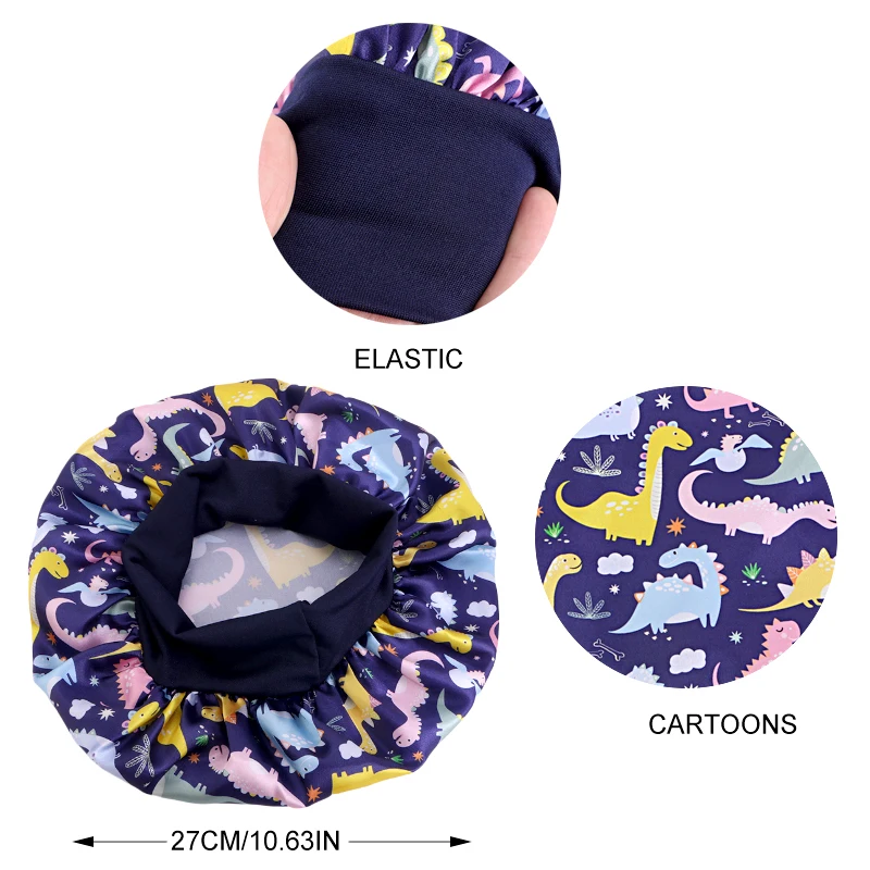 6 TEILE/LOS Kinder Motorhaube Nette Breite Band Elastische Cartoon Druck Schlaf Mode Schlummertrunk Haarpflege Kinder Jungen Mädchen Schlafen Kappe – Detail 2