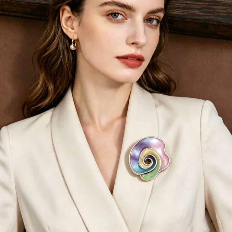 

Vintage Enamel Rose Magnetic Brooch Pin Silver Plated Three Dimensional Flower Pin Women No Hole Clothing Accessory Jewelry Gift