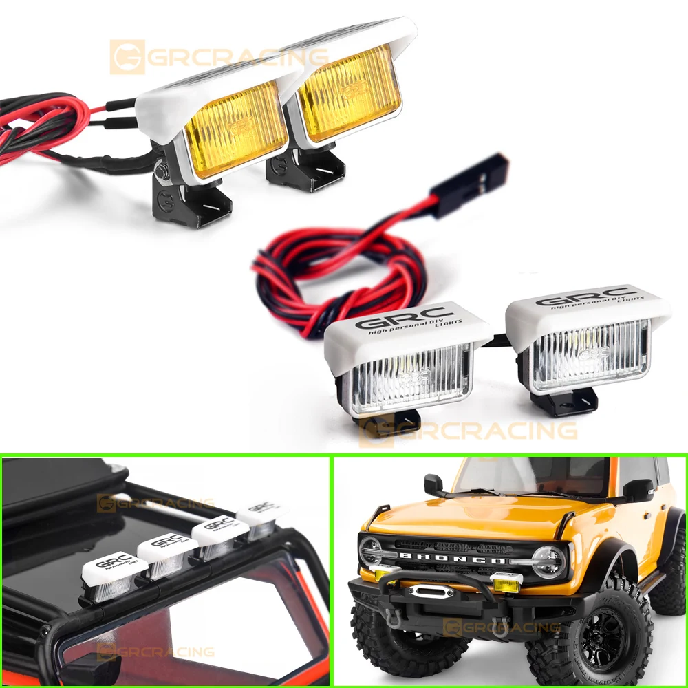 20mm Rectangular LED Flip Off-road Spotlight Headlights for 1/10 RC Crawler Car Traxxas TRX4 Defender AXIAL SCX10 RC4WD D90 Part