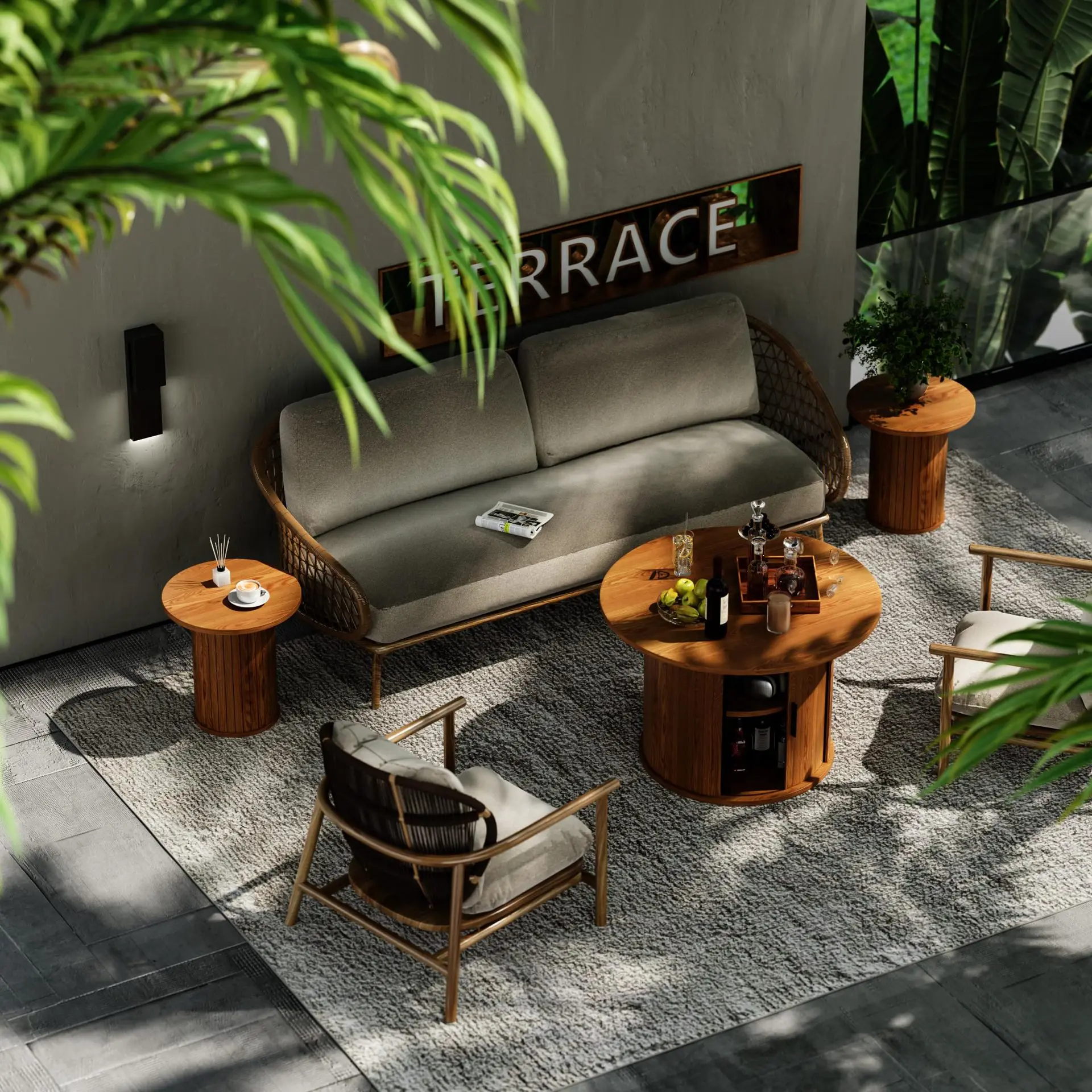 

Small apartment wooden small side table solid wood round