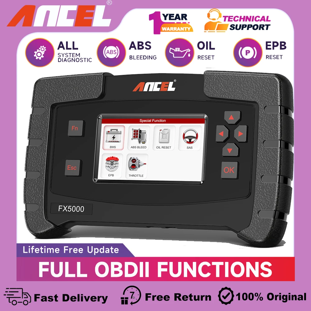 ANCEL FX5000 OBD2 Scanner All System EPB ABS Bleeding Oil Reset Professiona utomotive Scanner Code Reader Car Diagnostic Tool