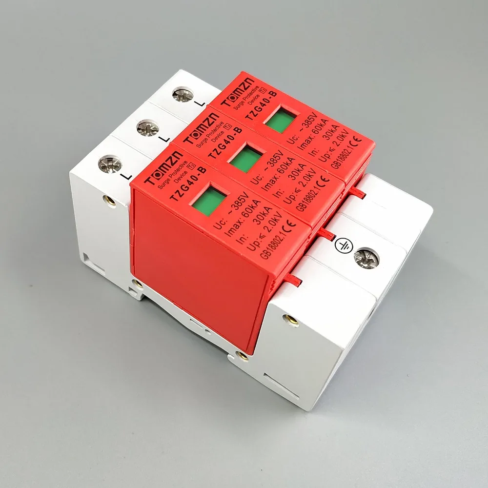 AC SPD 3P 30KA~60KA  B ~385VAC House Surge Protector Protective Low-voltage  Arrester Device