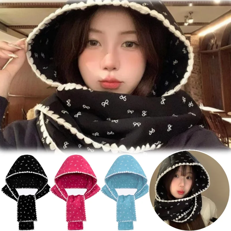 

Korean Scarf Women Winter Versatile Warm Shawl Two Way Cute Print Faux Cashmere Thickened Student Neck Warmer