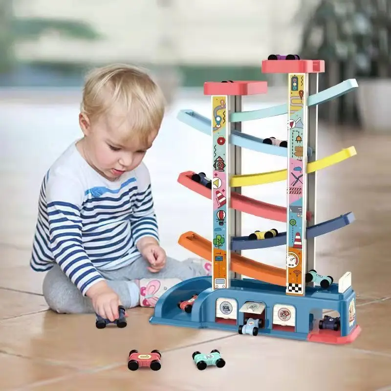Kinder Spielzeugauto Junge Mädchen Gleitschiene Kleiner Parkplatz Pull-Back Trägheit Auto Übung Hands-On Fähigkeit mit Puzzle Spielzeug