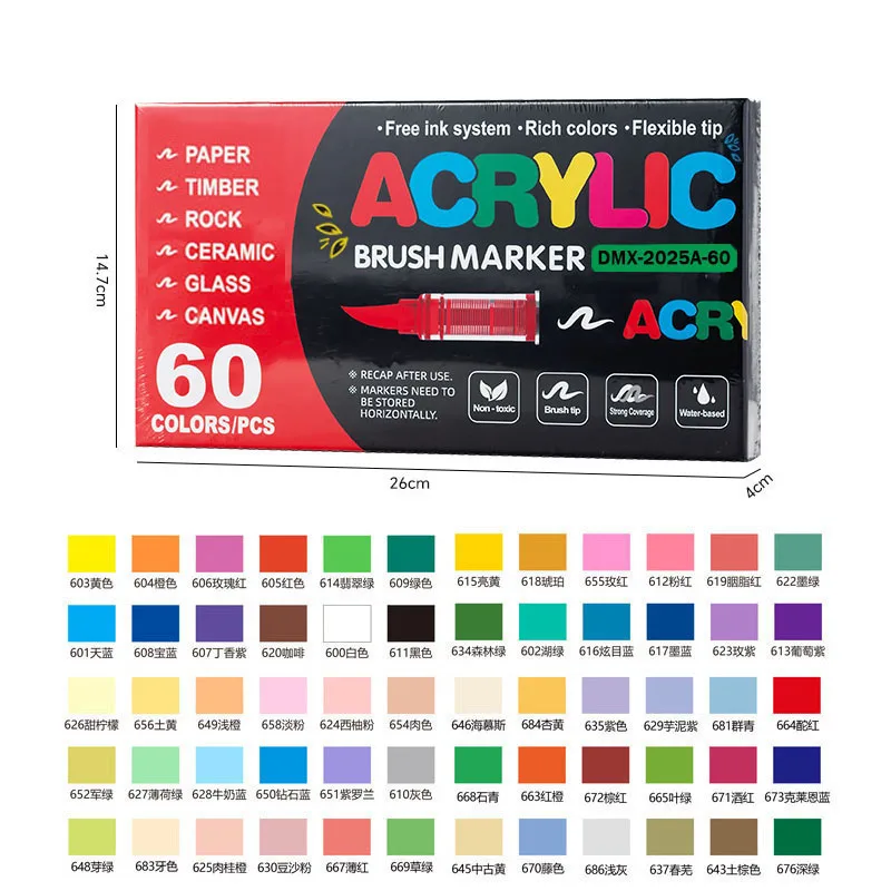 240 kleuren acrylverfstiften Zachte penseeltip Acrylstiften Set verfpennen voor houtstof canvas glas canvas rotsschildering