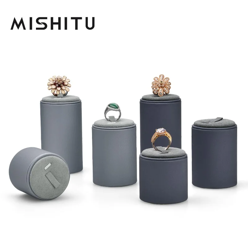 MISHITU Premium PU Leather ring Set Display Stand Store Special Display Storage Jewelry Display Props