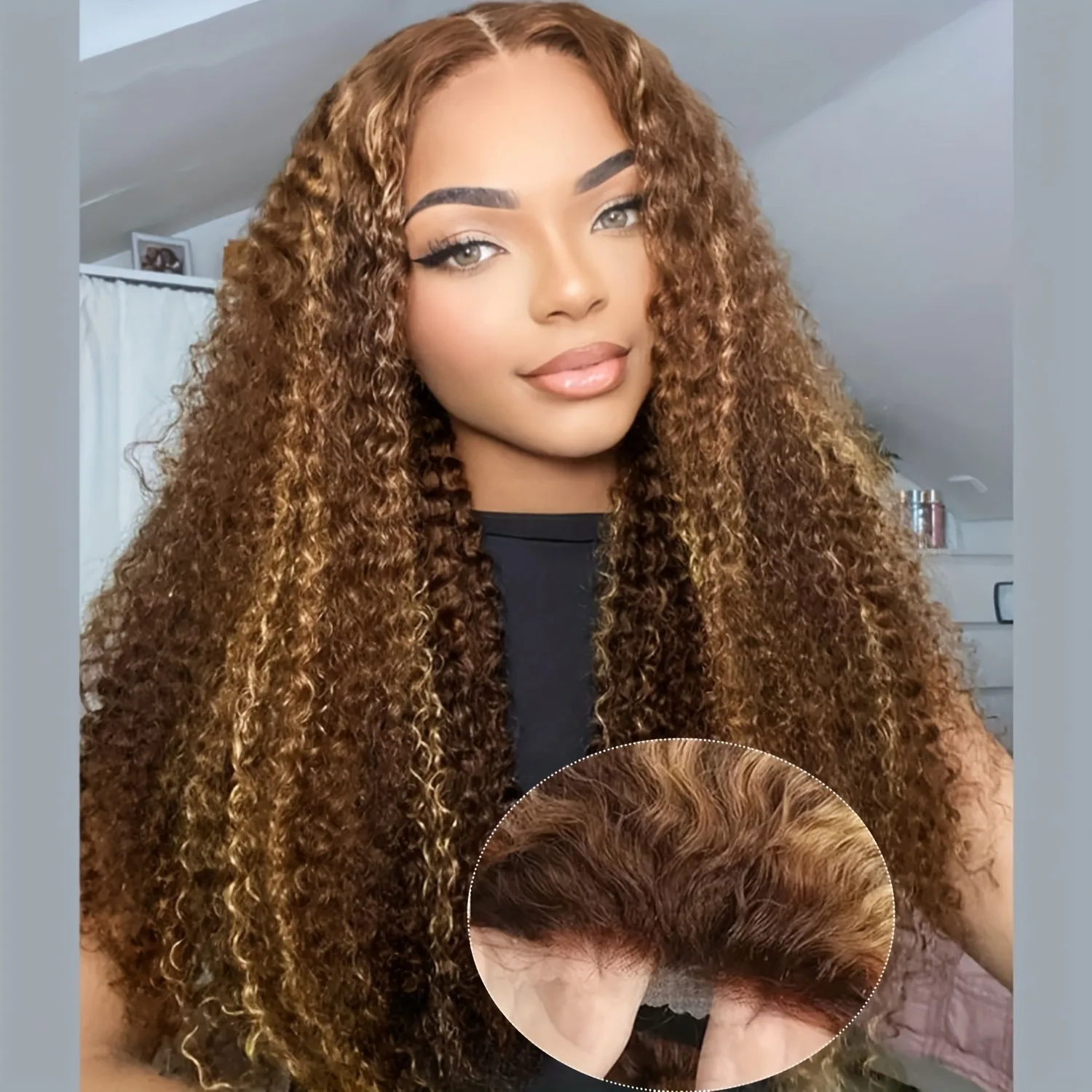 البرازيلي الشعر البشري 4/27 الملونة مجعد فضفاض موجة عميقة الدانتيل الباروكة الأمامية أومبير تسليط الضوء على 13x4 الدانتيل الجبهة الباروكات للنساء