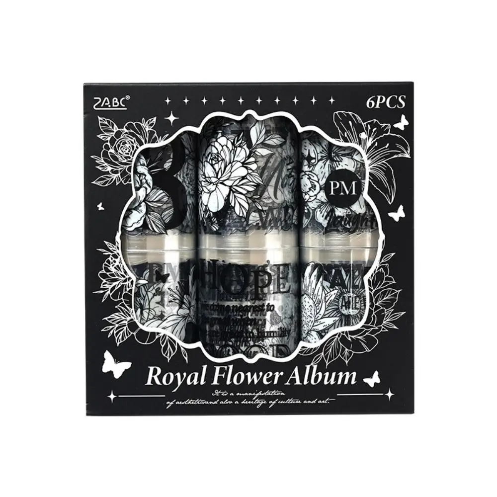 6 рулонов ленты в стиле ретро с цветочным принтом, романтическая лента для скрапбукинга «сделай сам», водонепроницаемая клейкая лента для домашних животных, креативная подарочная упаковка