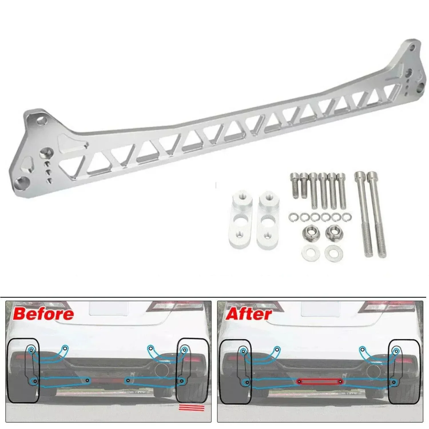 

Silver Billet Aluminum Rear Control Arm Subframe Brace for Honda Civic Del Sol EG 92-95