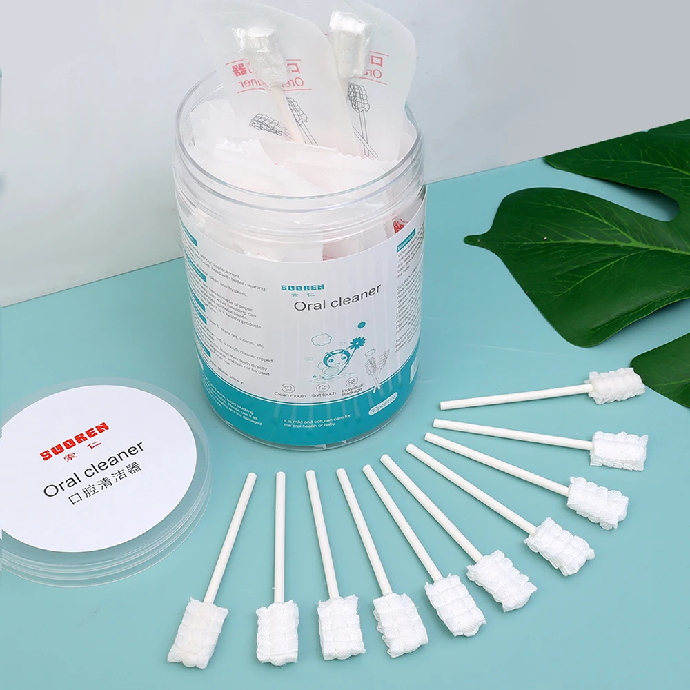 Suitable for 0-3-year-old Baby Deciduous Teeth Gauze Cotton Swab Oral Cleaning Cotton Swab Toothbrush for Baby Deciduous Teeth