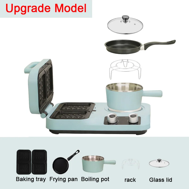 Household Electric Breakfast Machine Panini Sandwich Maker Frying Pan Food Steamer Pasta Bread Baking Noodle Cooker Eggs Boiler