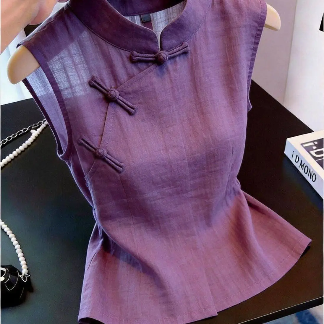 New Chinese Style Sweet Elegant Tank Tops Trendy High Neck Frog Button Up Top Sexy Tea Art Vintage Vest Femme Gentle Y2k Tops