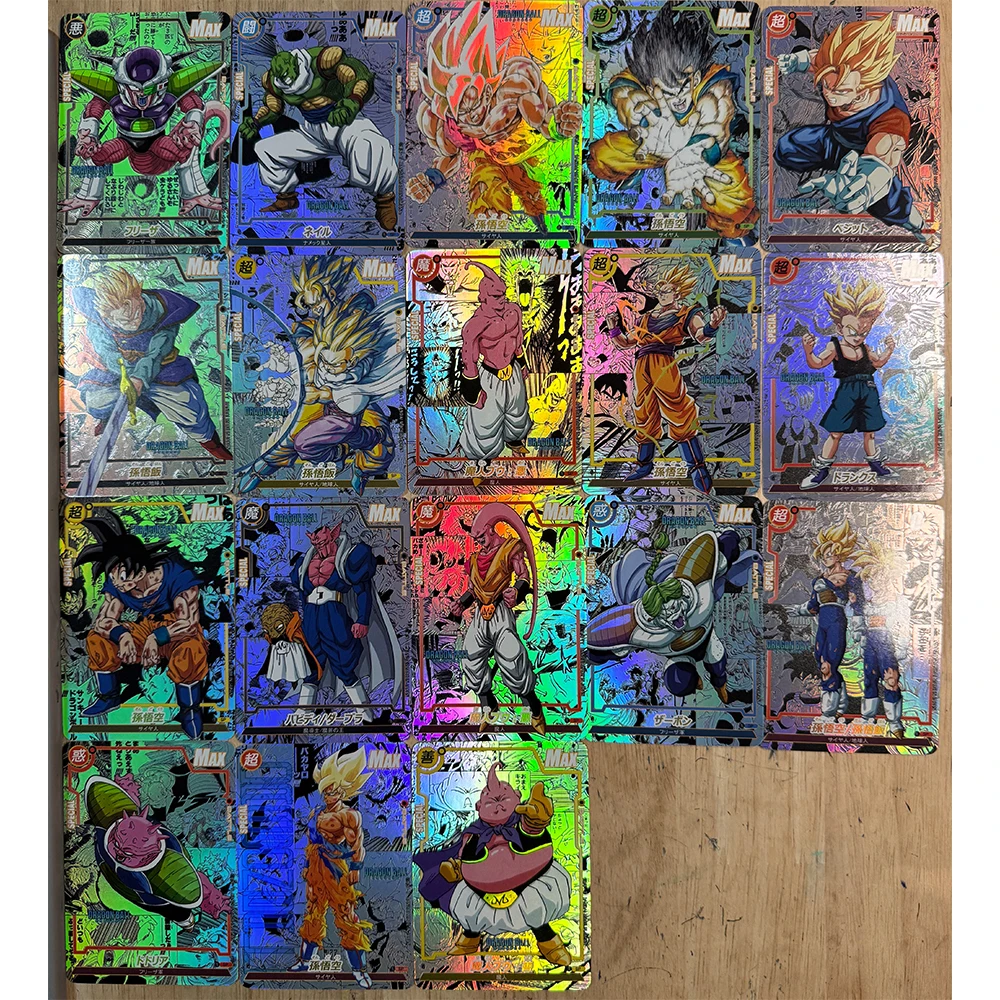 Anime characters Dragon Ball Majin Buu Vegetto DIY Homemade Bronzing texture Game toys Collection card Christmas birthday gift