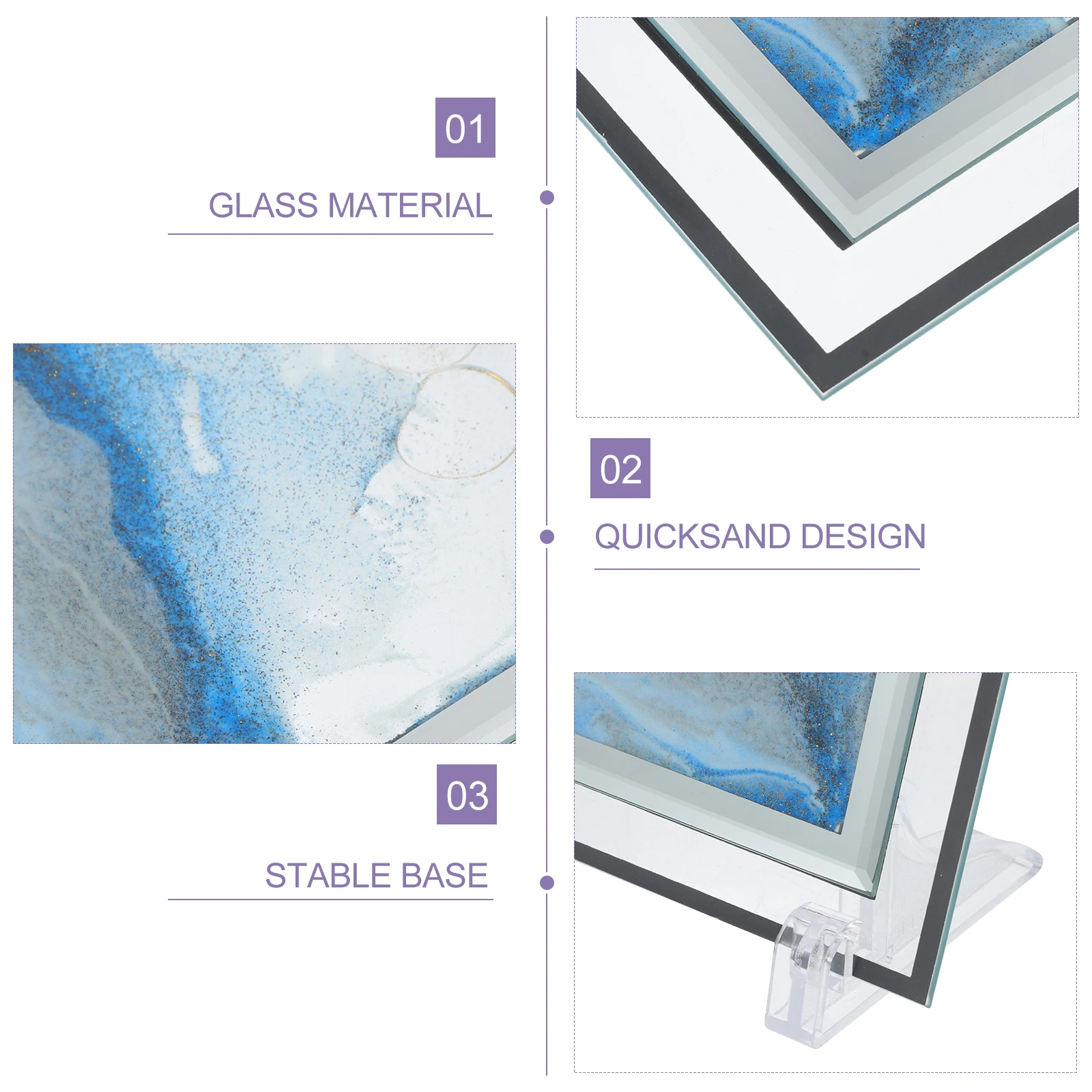 Quicksand Painting Ornaments Home Decor Decoration Desk Art Picture Glass Frame Moving Dynamic Abstract