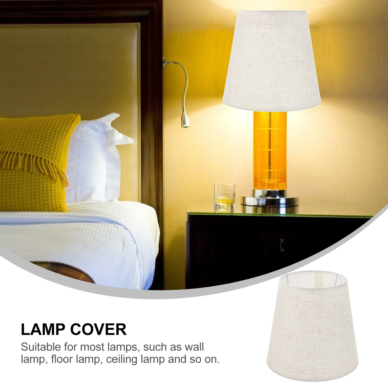 Linen Fabric Lampshade Stick Holder Desktop Modern Vintage Household Floor Light for Replacement Hotel