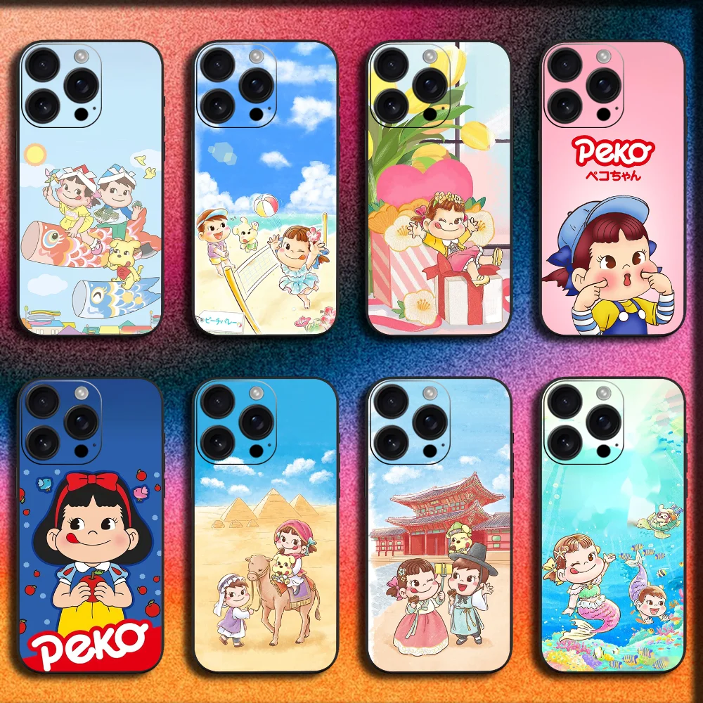 

F-Fujiya Milky Peko Chan Phone Case For iPhone 16,15,14,13,12,11,Pro,XS,Max,XR,Plus,SE,Mini Soft Black Cover