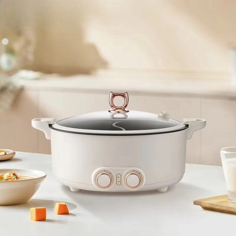 All-in-one electric hot pot 8L large-capacity multi-pot cookware rapid heating multi-pot tempered glass cover non-stick pan