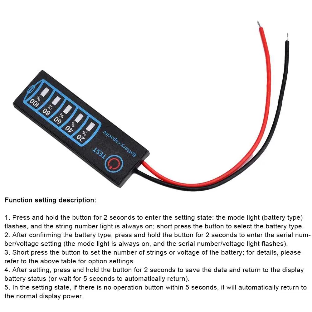 Battery Level Indicator 3-Series Ternary Lithium Battery Lithium Iron Phosphate Lead-Acid Battery Capacity Display Tester Meter image 6