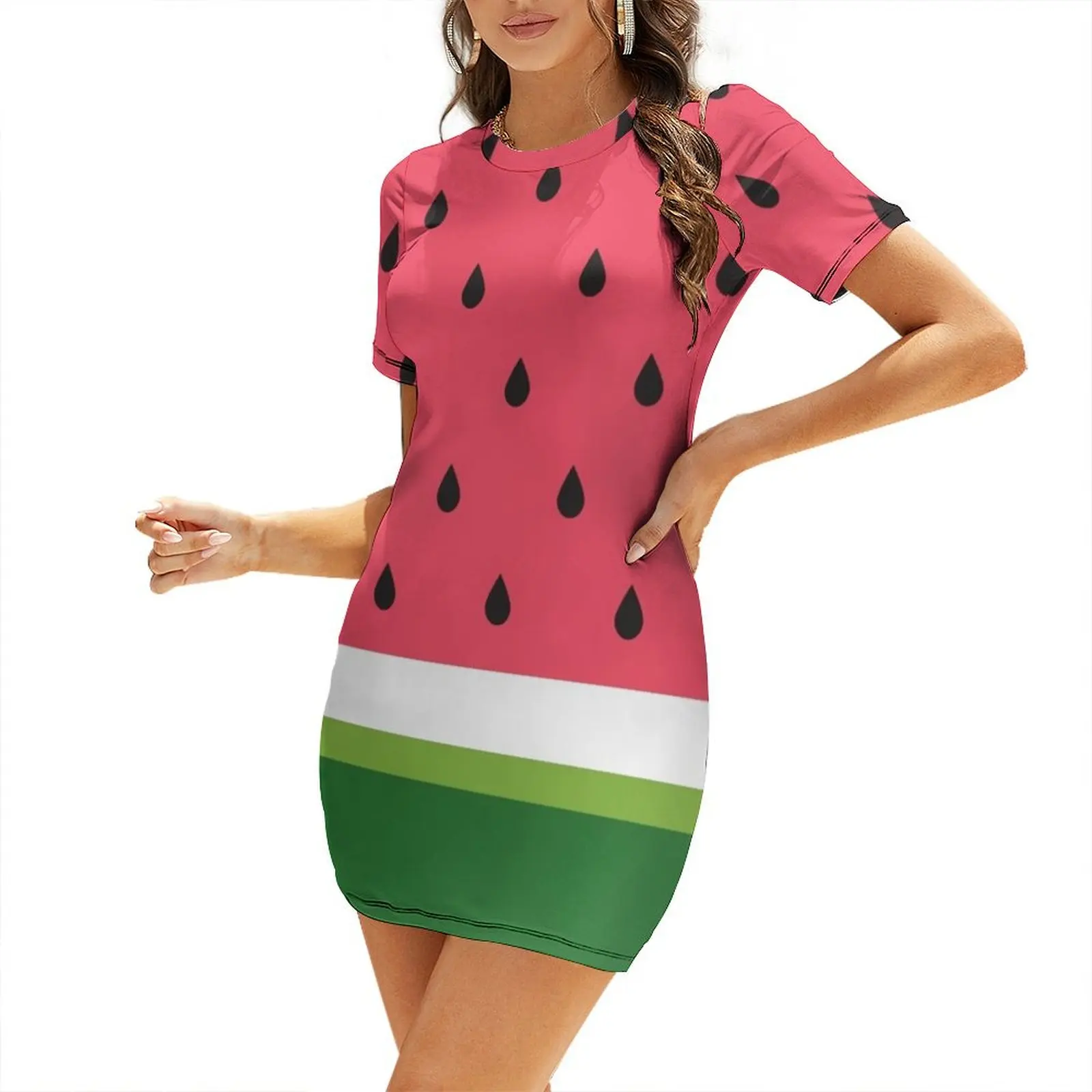 

Watermelon abstract Short Sleeved Dress Beachwear Women's summer dresses