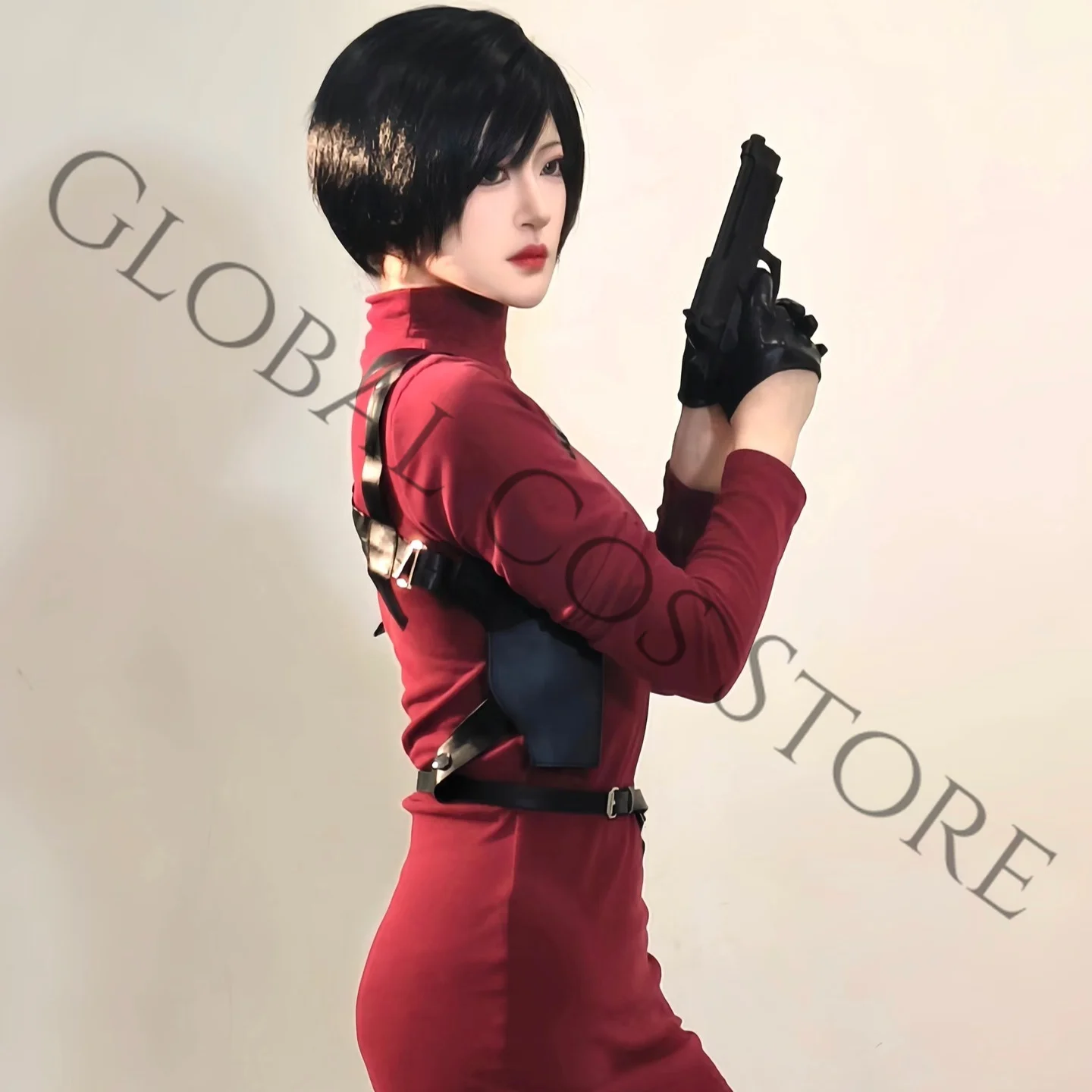 Movie Resident Evil 4 Remake Cosplay Ada Wong Costume Gloves Sweater Props Wig Set for Halloween Carnival Party Dress Up view 4