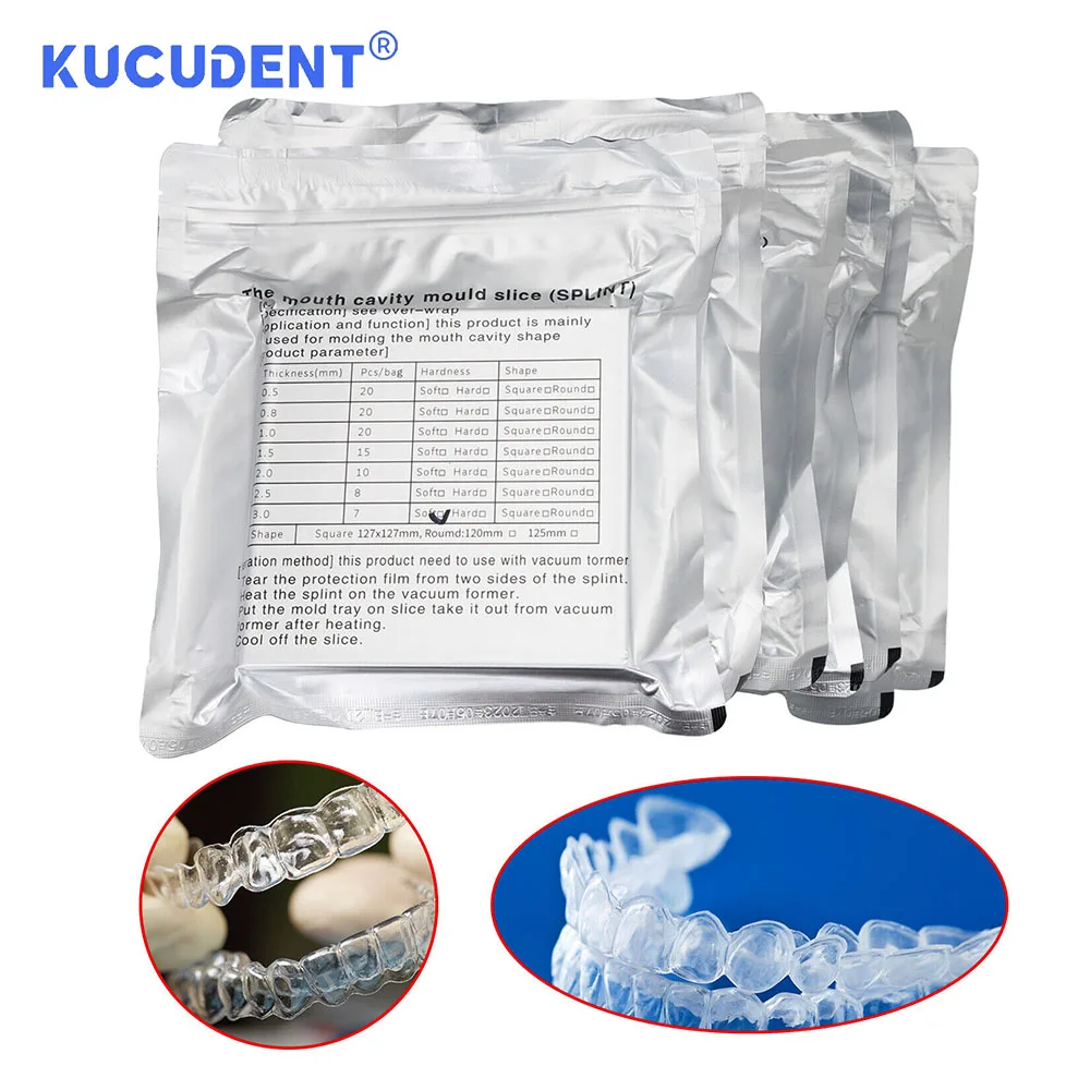 KUCUDENT Dental Lab Splint Thermoforming Material for Vacuum Forming Soft Hard Hard Soft Square Mouth Cavity Mould Slice