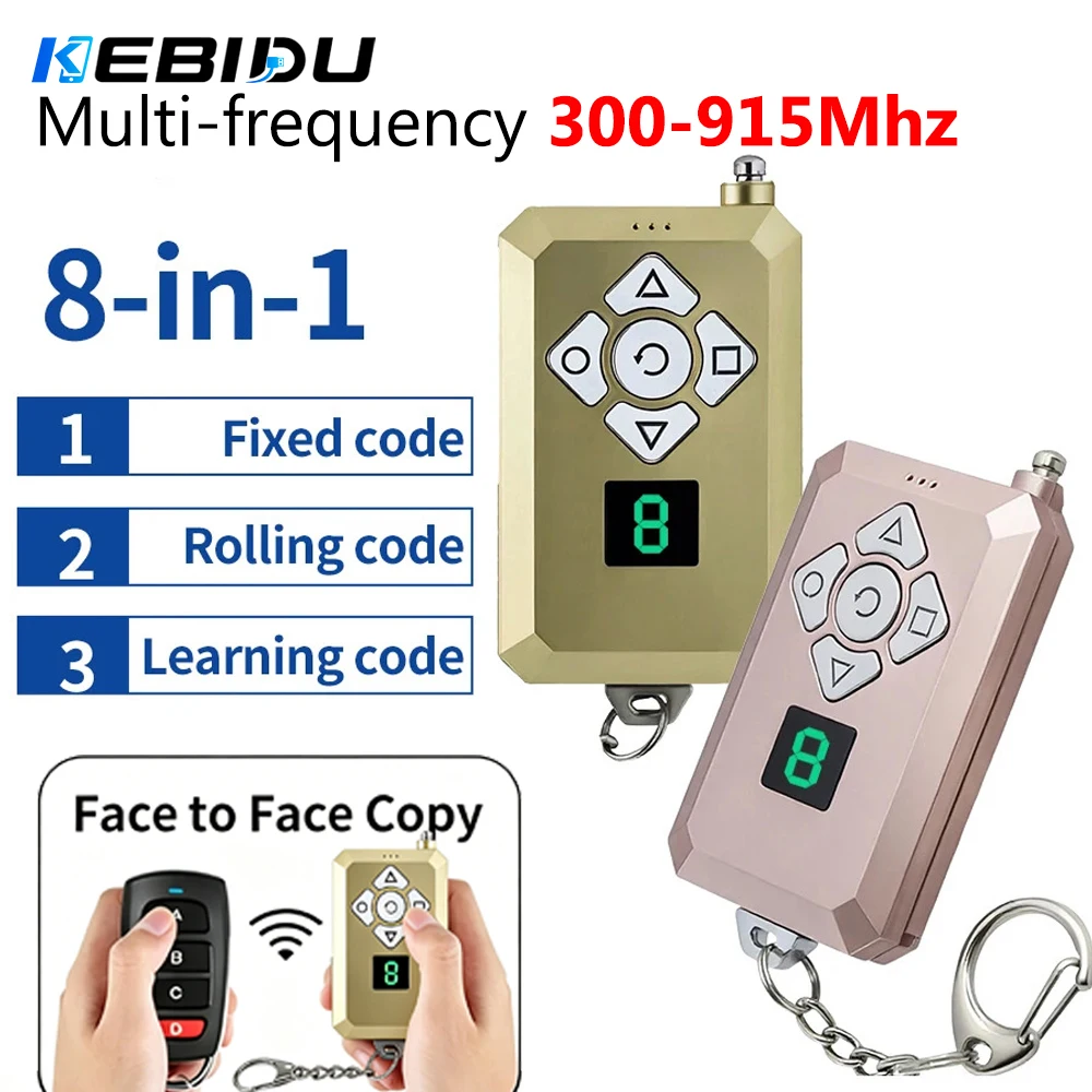 KEBIDU 8-Channel Remote Control Garage Door Gate Acess Duplicator Clone Copy Multi-frequency 300-915Mhz Fixed Rolling Code