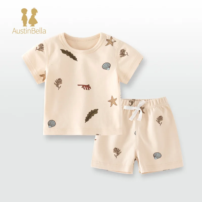 Summer Cotton Baby Shorts Set Short Sleeve Shirt and Short Pants Suit Cartoon Print T-shirt Set Kids Boy Girl Summer Clothes