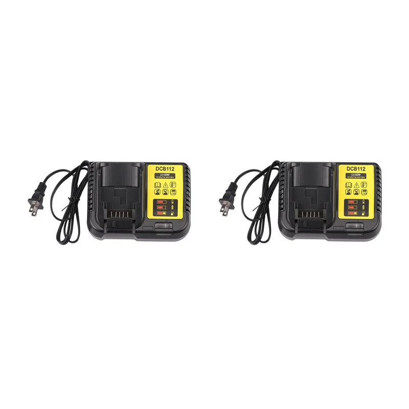 

【BRAND NEW】2X Dcb112 Li- Battery Charger For 10.8V 12V 14.4V 18V Dcb101 Dcb200 Dcb140 Dcb105 Dcb200 US Plug Black