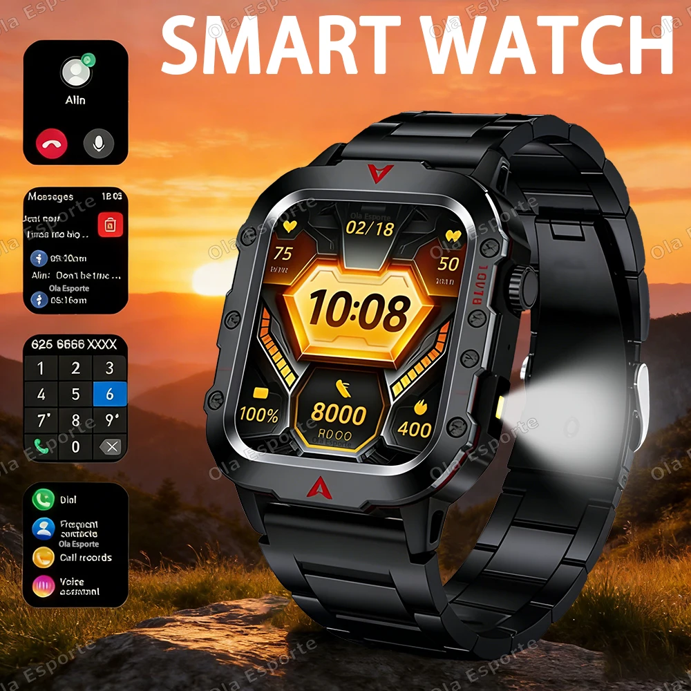 

Новые спортивные смарт-часы 2026 года с Bluetooth-вызовами, LED-фонариком, мониторингом сна и здоровья, отслеживанием фитнеса для мужчин, уличные смарт-часы HT30